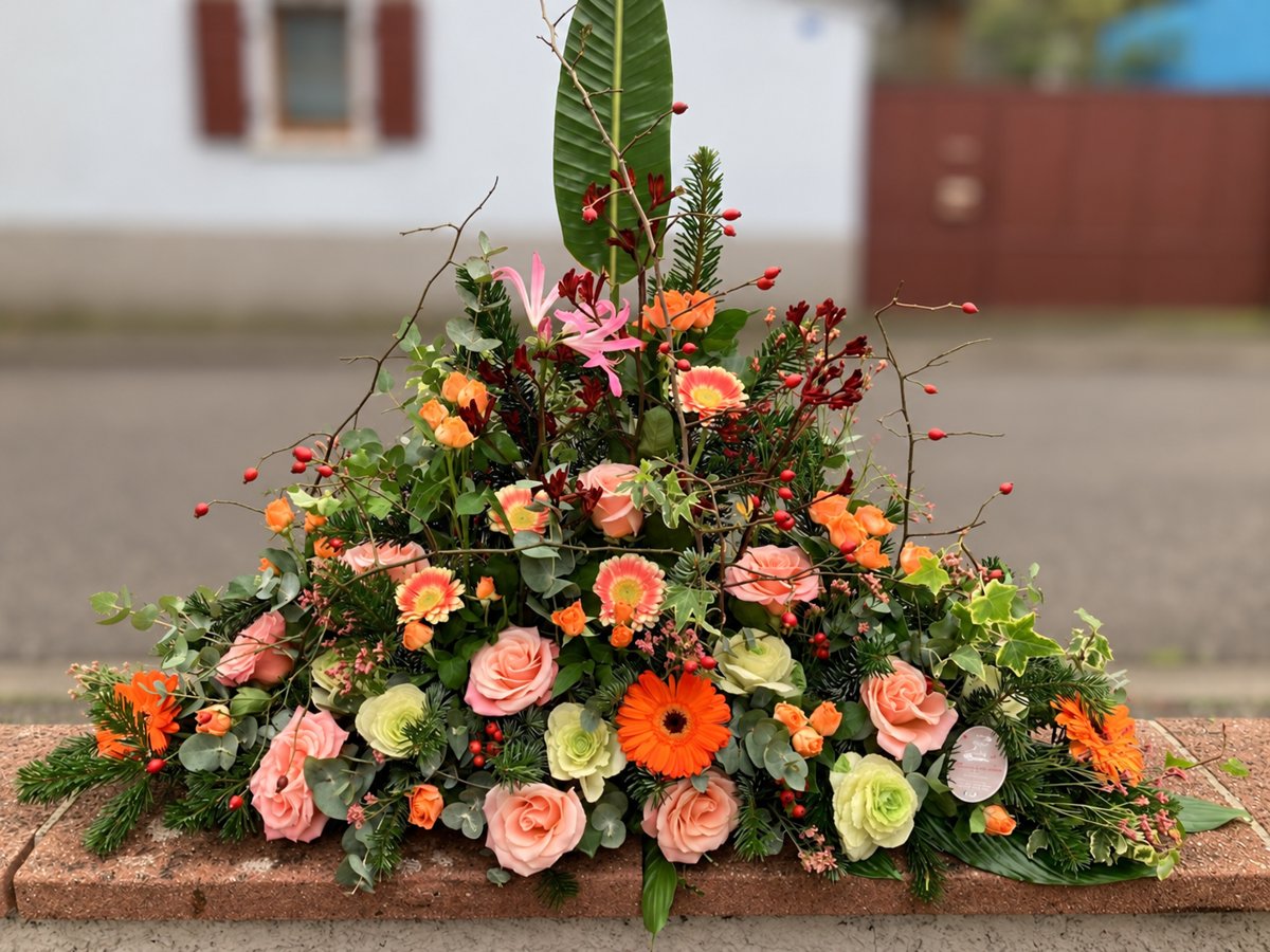 Composition d’hommage orange et blanche